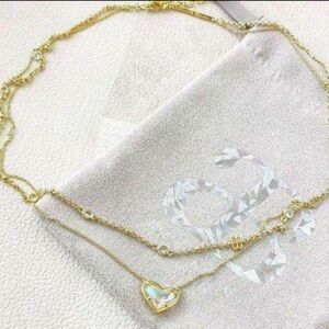 Alicia Bonnie gold In Love Necklace Dichroic Glass NWT 💖